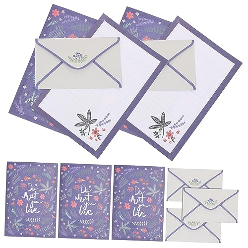Gadpiparty 5 Sätze Blumen Umschlag Set mit Briefpapier Teiliges für Einladungen Grußkarten und Postkarten Retro Design in Leicht für Praktischen Gebrauch von Gadpiparty