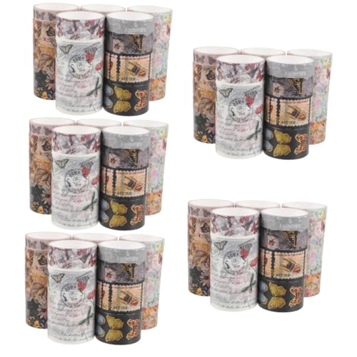 Gadpiparty 5 Sätze Blumenpapierband Schmetterling Papierband Farbiges Band Sammelalbum Blumenbänder Scrapbook-diy-klebebänder Handwerk Verpackung Blumen- Aufkleber 17 Rollen * 5 von Gadpiparty
