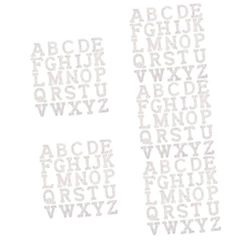 Gadpiparty 5 Sätze Heiße Diamant-buchstabenaufkleber Funkelnd Buchstaben-chenille-aufnäher Kleidung Flecken Stich Brief Buchstaben Aufkleben Strasssteine Silver 26 Stück * 5 von Gadpiparty