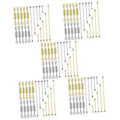 Gadpiparty 5 Sätze Kettenverlängerung + Magnetische Karabinerschnalle Schmuckkettenverschluss Herstellung Von Silberketten Verlängerungen Zahlenschmuckglieder Für 10 Stück * 5 von Gadpiparty