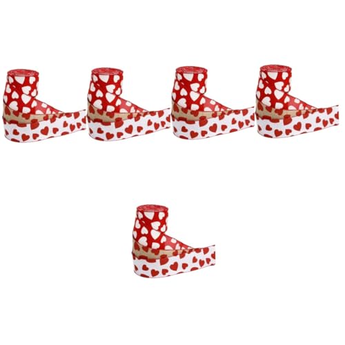 Gadpiparty 5 Sätze Liebesband Trimmen Schleifen Zum Verpacken Herz Wickelband Dünn Seidenband Ribbon Valentinstag Band Verdrahtet Valentinsband Mit Draht Für Kränze Eisendraht 3 Rollen * 5 von Gadpiparty
