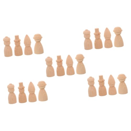 Gadpiparty 5 Sätze Marionetten-ornamente Miniatur Unvollendet Menschen Formen Malen Handwerk Graffiti Puppet Kit Minispielzeug Für Mädchen Unfertiges Holz Hölzern 4 Stück * 5 von Gadpiparty