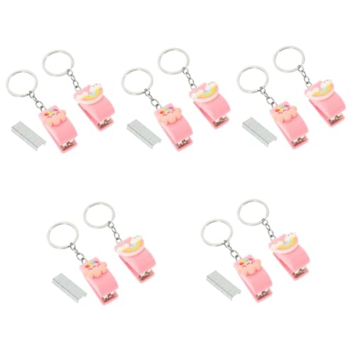 Gadpiparty 5 Sätze Mini Bürohefter Teilig Handlich mit Schlüsselanhänger Praktischer Kleiner Tacker für Schreibtisch und Büro Geeignet für Heftklammern Farbenfrohe Regenbogen Designs von Gadpiparty