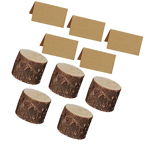 Gadpiparty 5 Sets Holzstapel Holznamenshalter Holznachrichtenhalter Hochzeitsbedarf Memohalter Holzhalter Holzklammer Nummernklammer Für Hochzeitsfeier Holzrinde Memopapier von Gadpiparty