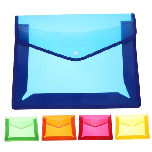 Gadpiparty 5 Stück Dokumentenmappe Transparente Ordner mit Druckknopf Reißfest für Büro Schule und Reisen Klassische Aufbewahrungstaschen Farben von Gadpiparty