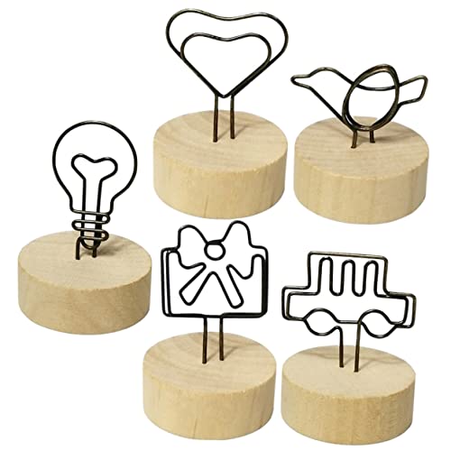 Gadpiparty 5 Stück Hinweis Clip Desktop-Nachrichtenclips Inhaber Minimalistisches kleiner Kartenständer steht Stand Memohalterständer für den Schreibtisch Memo -Halter -Clip hölzern von Gadpiparty