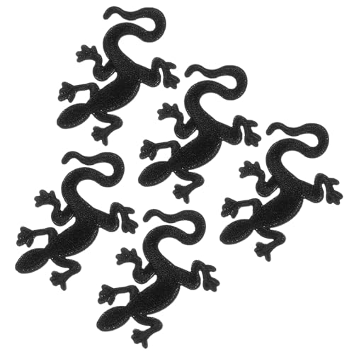 Gadpiparty 5 Stück Kleiderflicken Selber Machen Montiert Klein Klebriger Gecko Party Nähen Patch Reptil Flecken Kleidungsversorgung Mantelflicken Stoff Black von Gadpiparty