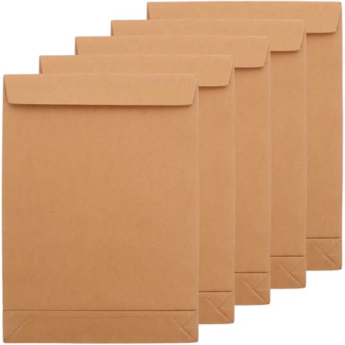 Gadpiparty 5 Stück Kraftpapier Dokumententaschen Aktenordner mit Klebeverschluss für Büro Reisen Bekleidungsaufbewahrung Vielseitige Verpackungslösungen für Dokumente von Gadpiparty