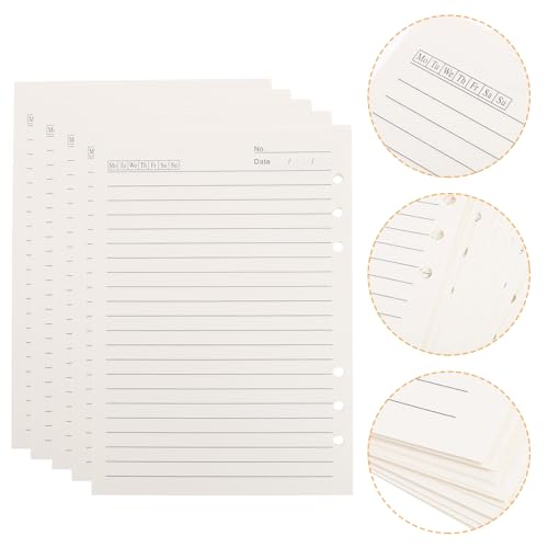Gadpiparty 5 Stück Nachfüllpapier Liniert Ersatzblätter für Notizbuch Tagebuch Scrapbook Dickes und Glattes Papier Kompatibel mit Ringordnern von Gadpiparty