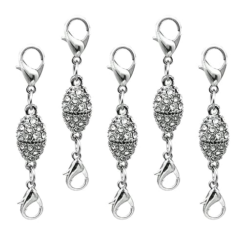 Gadpiparty 5 Stück Olivenförmiger Strass Magnetverschluss Silberner Lobster Clasp für DIY Schmuckgestaltung Karabinerverschluss für Armbänder und Gadpiparty 5 Stück Olivenförmiger Strass Magnetverschluss Silberner Lobster Clasp für DIY Schmuckgestaltung Karabinerverschluss für Armbänder und von Gadpiparty