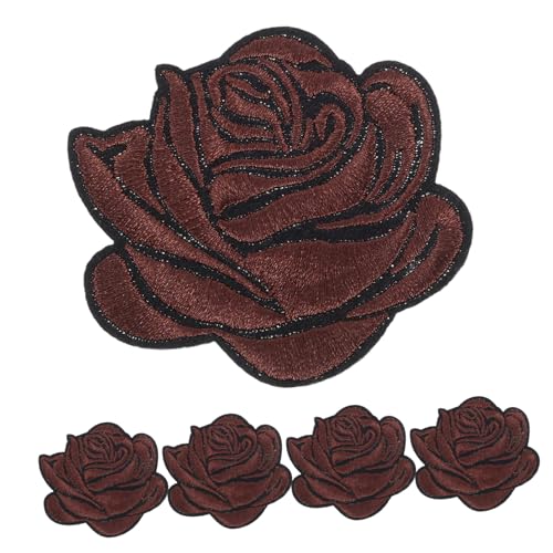 Gadpiparty 5 Stück Rosenbeet Nähen Kleiderflicken Sticken Patch Blumenapplikationen Für Kleidung Stickerei Kleidungsflicken Jacke Flicken Für Kleidung Rosenflecken Stoff Baumwolle Brown von Gadpiparty