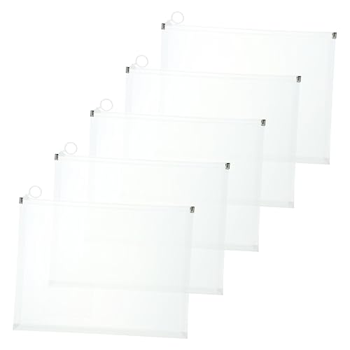 Gadpiparty 5 Stück Teiliges Dokumenten Taschen Transparente Kunststoff Aktenbeutel zur Aufbewahrung von Unterlagen für Rechnungen Quittungen und Schülerbedarf von Gadpiparty