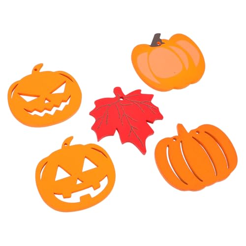 Gadpiparty 5 Stück Teiliges Halloween Holzanhänger aus Robustem Holz mit Kürbis Grusel-motiven Langlebige Halloween Deko für Party und Tischläufer Handgefertigte Holzchips für Gruselige von Gadpiparty