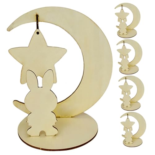 Gadpiparty 5 Stück Teiliges Holzpuzzle Mondhase Modell DIY Bausatz Lernspielzeug Kreative Dekoration Gadpiparty 5 Stück Teiliges Holzpuzzle Mondhase Modell DIY Bausatz Lernspielzeug Kreative Dekoration von Gadpiparty