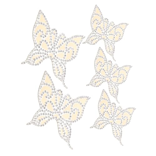 Gadpiparty 5 Stück Teiliges Schmetterling Strass Bügelpatch Aufbügelbare Applikationen für Kleidung Taschen Hüte und Mehr Diy Dekoration Reparatur für Jeans T Shirts und Accessoires von Gadpiparty