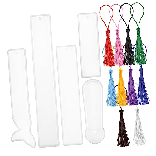 Gadpiparty 5 Stück Teiliges Set Silikon Lesezeichenformen mit Bunten Quasten Diy Bastelset für Einzigartige Lesezeichen Anhänger und Dekorationen von Gadpiparty