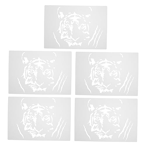 Gadpiparty 5 Stück Teiliges Tigerkopf Schablonen Wandstencil Vorlagen für Diy Projekte Wiederverwendbare Malvorlagen für Bastelarbeiten Stoffmalerei und Dekoration von Gadpiparty