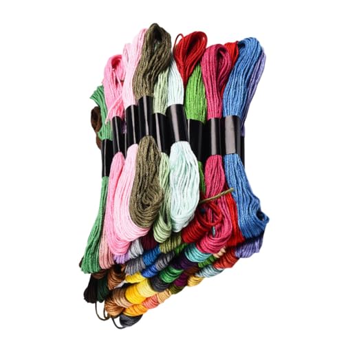 Gadpiparty 50 Kreuzstichfaden Schüttgut Stränge kreuzen Stoff Schwarz Farben Stickgarn-Masse DIY Garnstickerei Kreuzstichzubehör Kreuzstichseide Regenbogen-Stickgarn Baumwolle von Gadpiparty