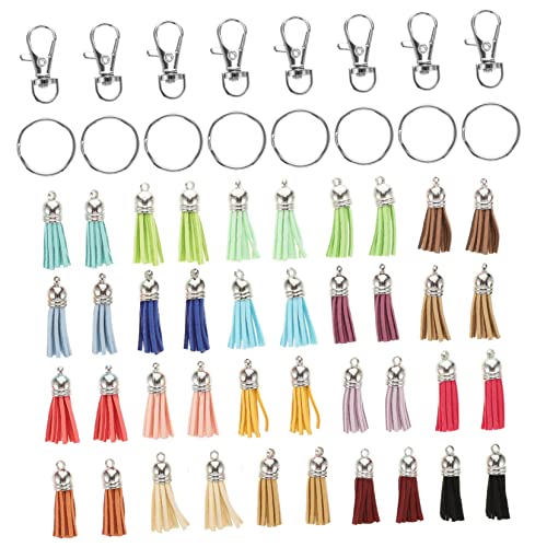 Gadpiparty 50 Sätze Diy Quasten Schlüsselanhänger Set Teile Leder Quaste Schlüsselring Zubehör für Kreative Projekte und für Diy Geburtstagsgeschenke und Mehr von Gadpiparty