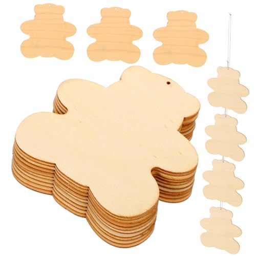 Gadpiparty 50 Stück Bärenförmige Holzscheiben zum Basteln Handbemalte DIY Graffiti Chips für Unfertige Holzpendants für Kreative Projekte und Zeichnungen von Gadpiparty