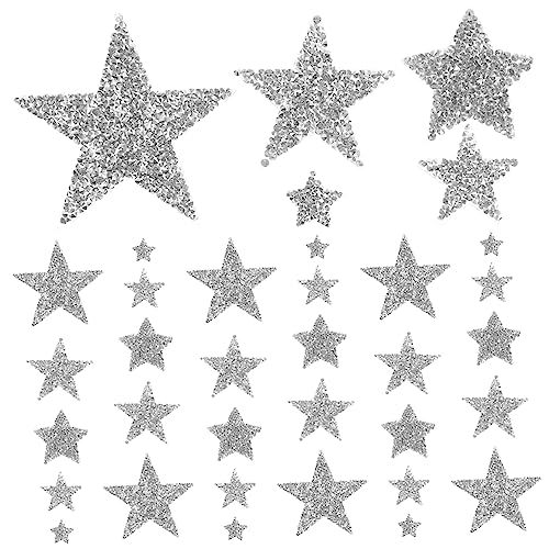 Gadpiparty 50 Stück Bügelbilder Strass Sterne Patches Glitzer Patches für Diy Kleidung Hüte Taschen Applikationen Selbstklebend Vielseitig Einsetzbar Verschiedene von Gadpiparty