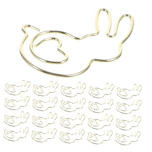 Gadpiparty 50 Stück Büroklammern Metall Goldfarben Kaninchen Form Stabile Papierklammern zum Organisieren von Akten Notizbüchern und Dokumenten Dekorative Lesezeichen für Büro und Zuhause von Gadpiparty