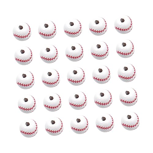 Gadpiparty 50 Stück DIY Holzperlen im Baseball Design Runde Form Bastelzubehör für Armbänder und Schmuckherstellung für Kreative Projekte von Gadpiparty