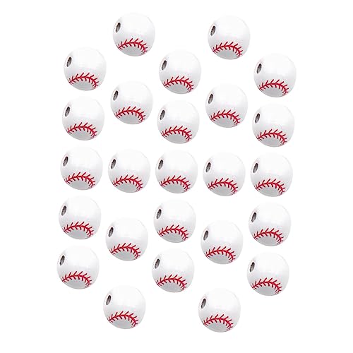 Gadpiparty 50 Stück DIY Schmuckperlen Holzperlen mit Baseball Muster Bastelzubehör für Armbänder und für Schmuckherstellung und Kreative Projekte von Gadpiparty