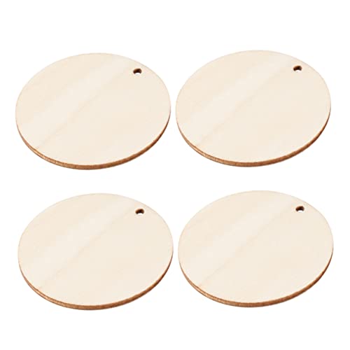 Gadpiparty 50 Stück Dekorationen aus Holz für Scheiben Zuhause und Stichworte Ornamente weichnachten home decor the craft spiegel rund Holzscheibe mit Loch unfertige Holzscheibe Bambus von Gadpiparty