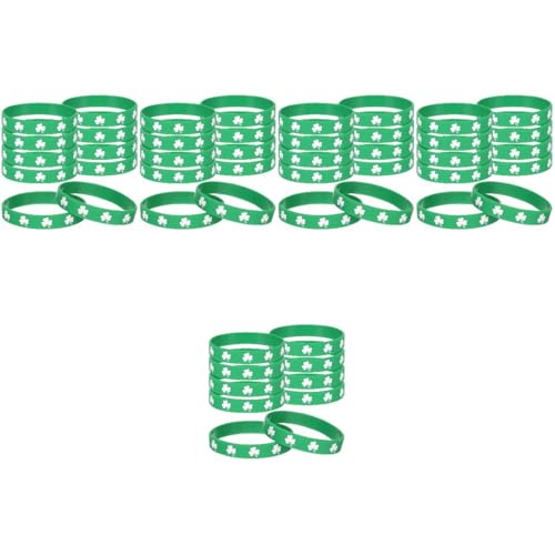 Gadpiparty 50 Stück Gummiarmbänder St. Patrick's Day Silikonarmbänder Kleeblatt-Gummiarmbänder Grüne Silikonarmbänder Kinderarmbänder Für Partygeschenke Kinder Schulgeschenke Zubehör von Gadpiparty