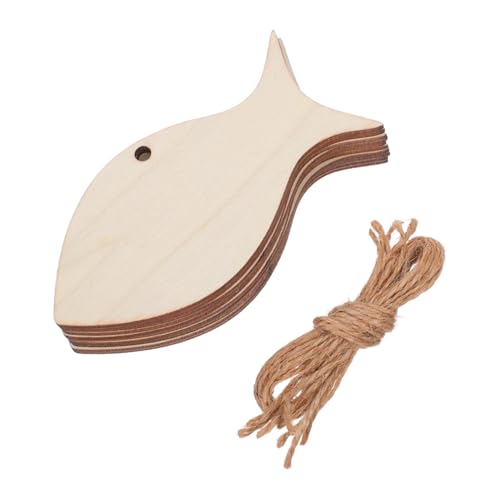 Gadpiparty 50 Stück Holz Fisch Ausschnitte mit Naturbelassene Holzanhänger für DIY Basteln Meeres Tierform Anhänger für Partydeko und Kreative Handwerksprojekte von Gadpiparty