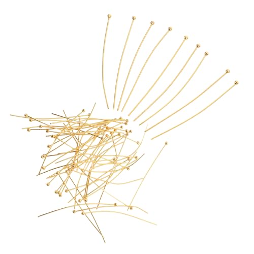 Gadpiparty 50 Stück Kopfstifte Schmuck Kettelstifte aus Goldfarbenem DIY Schmuckherstellung Zubehör für Ohrringe Armbänder Halsketten Vielseitige Bastel Pins für Schmuck Selbermachen von Gadpiparty