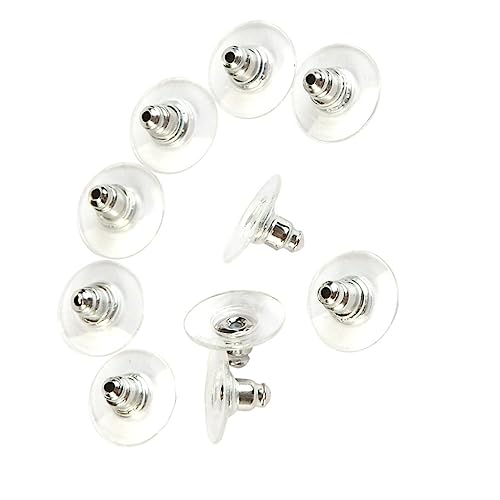 Gadpiparty 50 Stück Metall Ohrring Verschlüsse mit Kunststoffpolster Langlebige Ohrstecker Stopper Ergonomisch Leicht als Schmuckzubehör Weißer Farbton von Gadpiparty