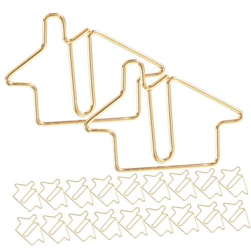 Gadpiparty 50 Stück Metallhaus Lesezeichen dekorative kleine Büroklammern dokumentieren süße Büroklammern geformt Clips Entzückende Papierklammern lustige Büroklammern Kohlenstoffstahl Golden von Gadpiparty