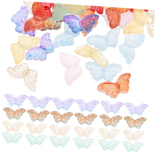 Gadpiparty 50 Stück Schmetterlingsperlen Diy Bastelperlen für Armbänder und Schmuckherstellung Farbige Transparente Glasperlen für Handarbeiten von Gadpiparty