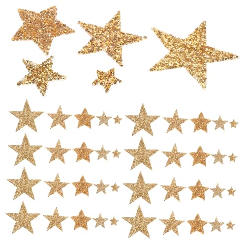 Gadpiparty 50 Stück Strass Aufnäher Fünfzackstern Bügelbilder Glitzer Patches für Kleidung Diy Hüte und Taschen Selbstklebende Applikationen Verschiedenen von Gadpiparty