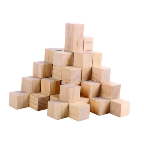 Gadpiparty 50 Stück Teiliges Blanko Holzwürfel Natürliche Holzklötze zum Basteln für Quadratische Unbehandelte Bausteine für DIY Dekoration und Lernspielzeug von Gadpiparty