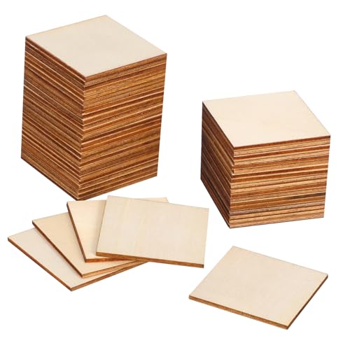 Gadpiparty 50 Stück Teiliges Quadratische Holzscheiben Natürliche Stabile Holzstücke zum Bemalen und Gravieren Blanko Diy Bastelmaterial für Kreative Handwerksprojekte und Dekoration von Gadpiparty