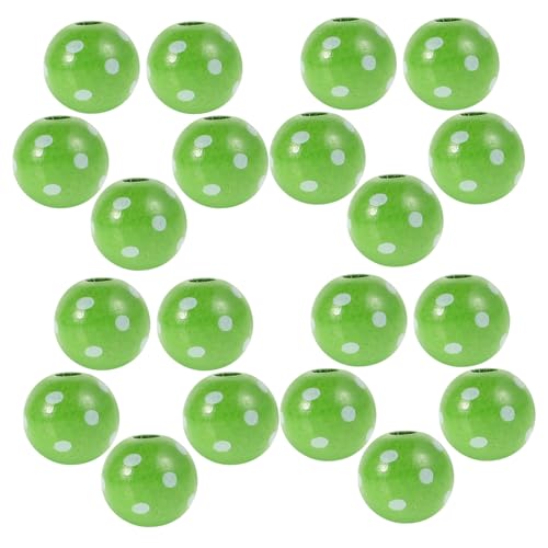 Gadpiparty 50 Stück Teiliges St Patrick's Day Holzperlen Grün Rund mit Weißem Tupfenmuster Irisches Design Für DIY Schmuck Heimdekoration Bauernhausstil von Gadpiparty
