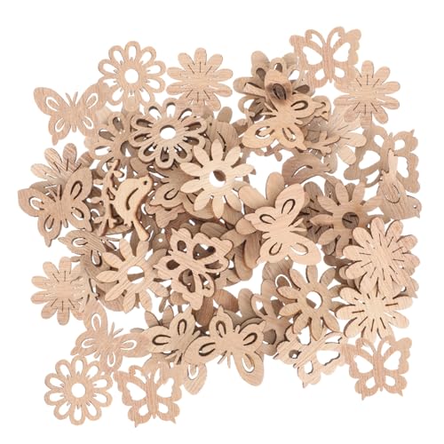 Gadpiparty 50 Stück Unbehandelte Holzschmetterlinge und Blumen Zuschnitte Diy Bastel Holzverzierungen für Kreative Projekte von Gadpiparty