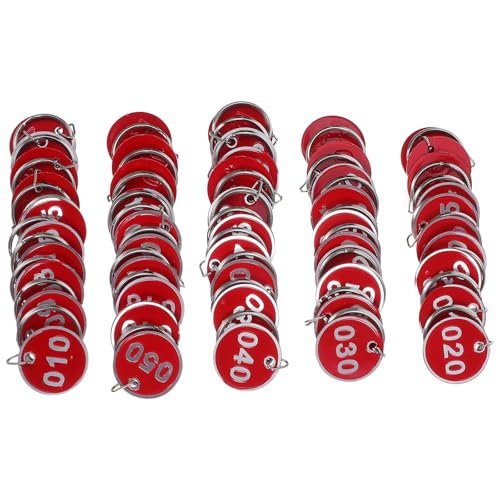 Gadpiparty 50 Stück runde Nummernschilder: Metall-Nummernschilder 1–50 für Garderoben, Schwimmbadschließfächer und Hängelaschen im Einzelhandel, roter Hintergrund Gadpiparty 50 Stück runde Nummernschilder: Metall-Nummernschilder 1–50 für Garderoben, Schwimmbadschließfächer und Hängelaschen im Einzelhandel, roter Hintergrund von Gadpiparty