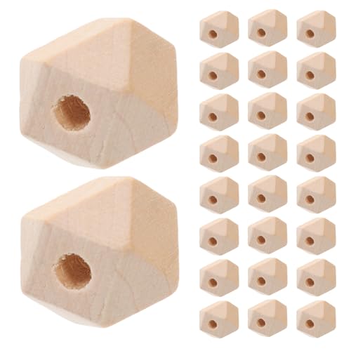Gadpiparty 50 Stück unbehandelte Holzperlen: Geometrische Sechseckperlen aus Holz, unbehandelte polygonale facettierte Anhänger für Schlüsselanhänger, Schmuckherstellung, DIY-Dekoration, Basteln, von Gadpiparty