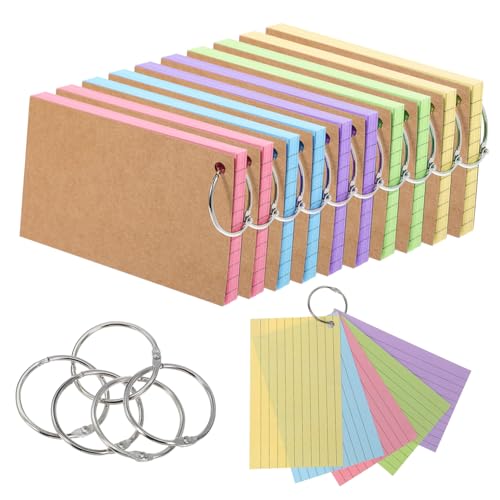 Gadpiparty 500 Stück Indexkarten Bunte Karteikarten mit Ringen Notizkarten für Studium und Büro Liniert für Notizen und Lernen von Gadpiparty