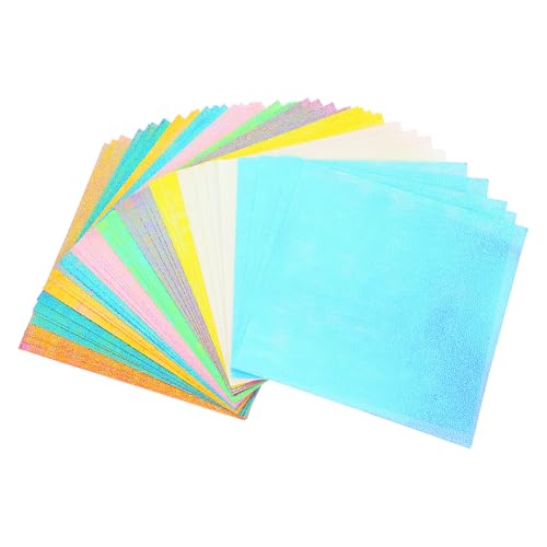 Gadpiparty 50Stücke Schillerndes Origami Papier Buntes Quadratisches Faltpapier für DIY Bastelprojekte Glänzend und Vielseitig Einsetzbar Farben von Gadpiparty