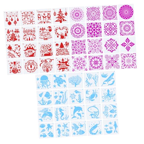 Gadpiparty 52Stücke Wiederverwendbare Malvorlagen Teilig Schablonen für Weihnachten Meereslebewesen und Mandalas für DIY Kunstprojekte und Eltern Aktivitäten von Gadpiparty
