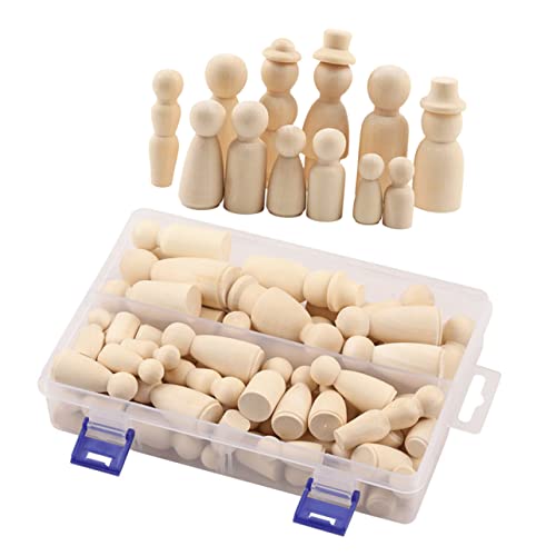 Gadpiparty 55 Stück Teiliges Diy Holzpuppen zum Bemalen Robuste Holzfiguren mit Detailreicher Verarbeitung Kindgerechte Bastelspielzeuge für Kreative Malprojekte und Dekorationen von Gadpiparty