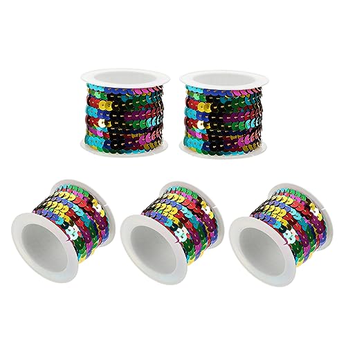 Gadpiparty 5Rollen Bunte Pailletten Schnur für DIY Projekte für Nähen Geschenkverpackungen Haarbänder Bekleidungsaccessoires von Gadpiparty