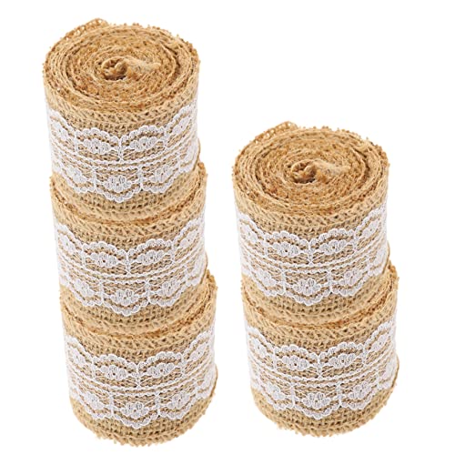 Gadpiparty 5Rollen Jute Spitzenband Empfindliches Wickelband für DIY Handwerk Multifunktionales Dekoband für Hochzeiten und Bastelprojekte Wiederverwendbar von Gadpiparty