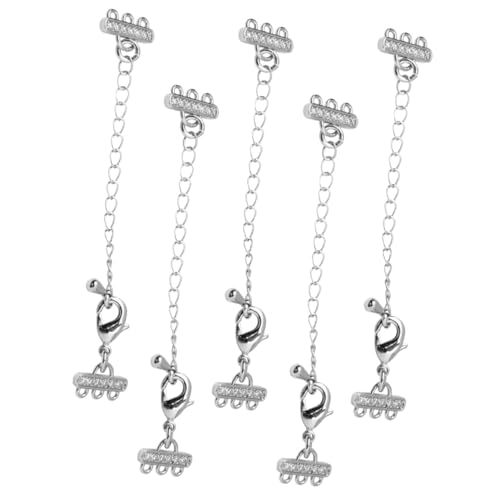 Gadpiparty 5Stücke Teiliges Armbandverlängerungsketten Hochwertigem DIY Schmuckzubehör für Ketten für Armbänder und Halsketten mit Karabiner Verschluss Platinfarbig von Gadpiparty