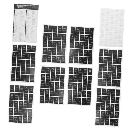 Gadpiparty 6 Blätter Etiketten Für Gewürzdosen Name Wiederverwendbar Etiketten Für Die Aufbewahrung in Der Küche Kennzeichnungsaufkleber Label-patch Pvc Selbstklebend Black von Gadpiparty